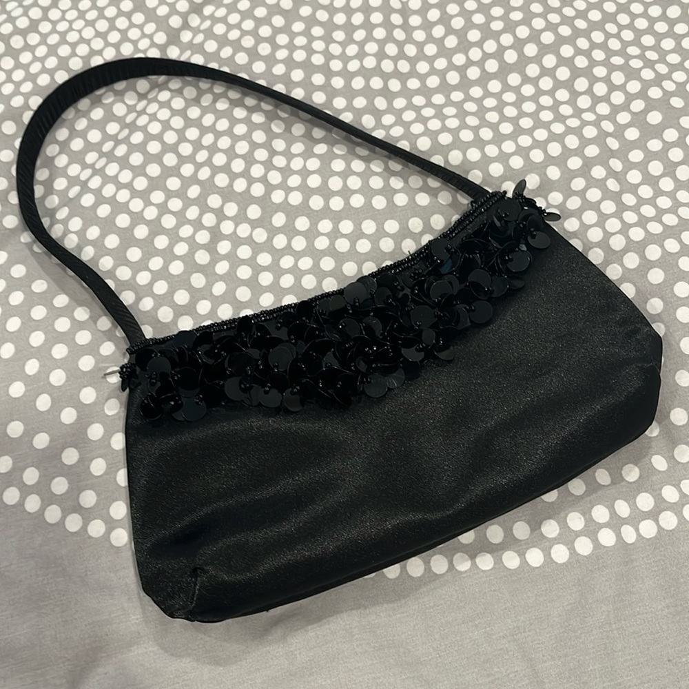 Vintage Satin and Sequin Clutch Bag